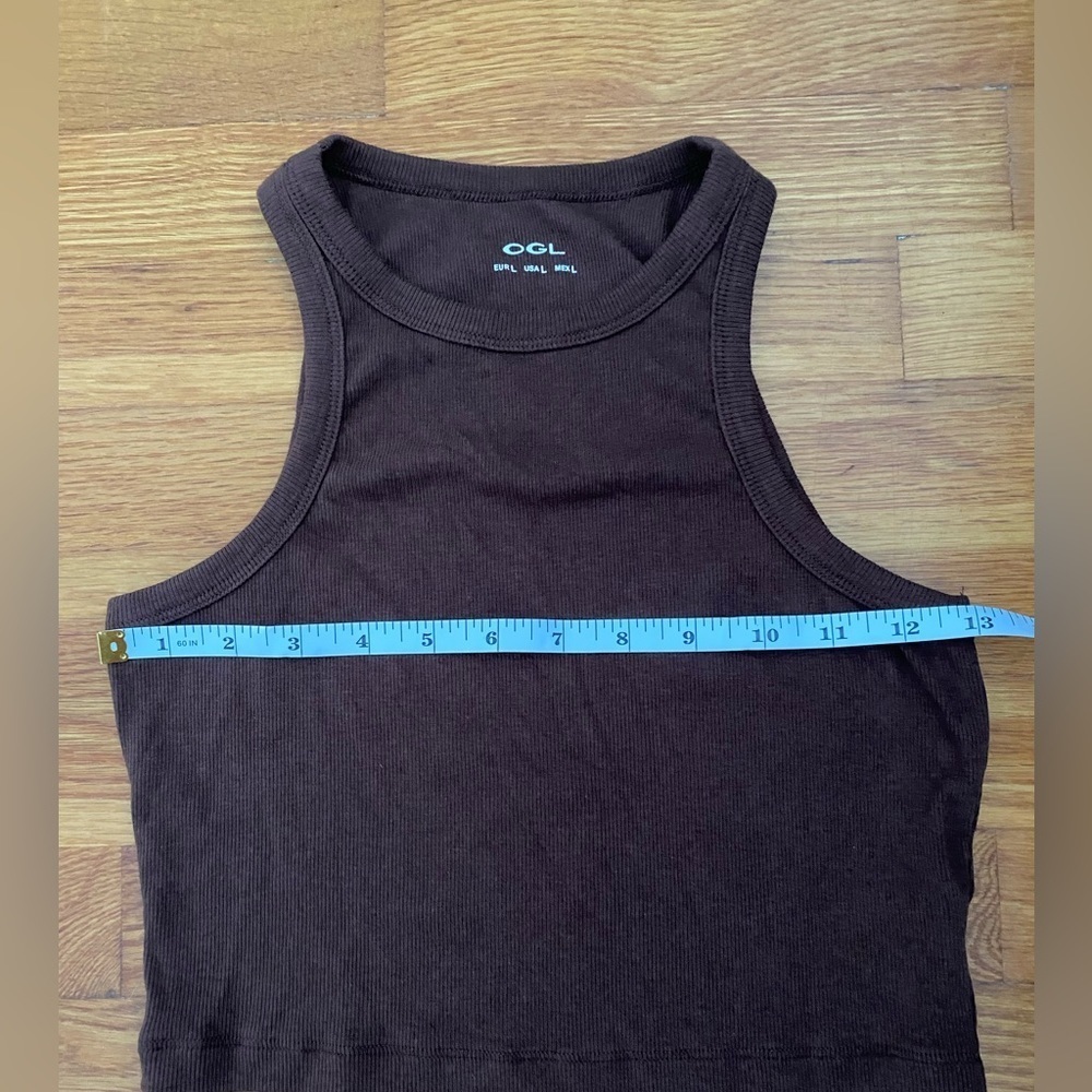 OGL Plantive Wood Rib Cutaway Cropped Tank Top, Size Large, Chestnut Brown - Picture 8 of 8